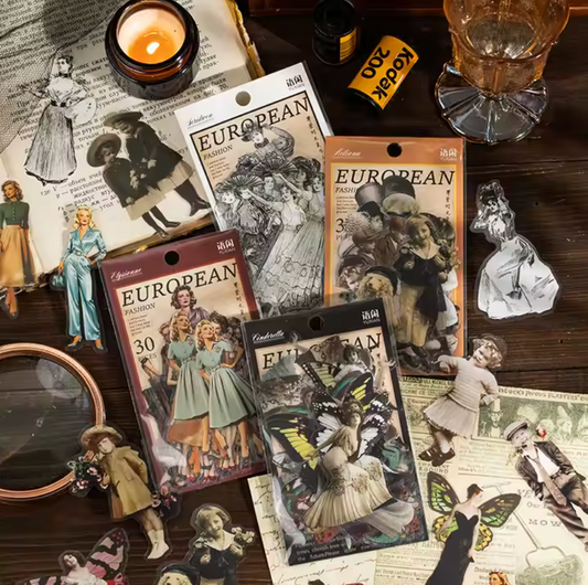 30 Stickers Personas Vintage