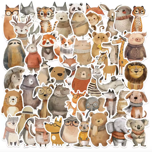 50 Stickers Vinil Animales Tiernos