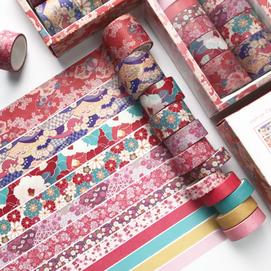 12 Washi Tapes Rosa Cherry Blossom
