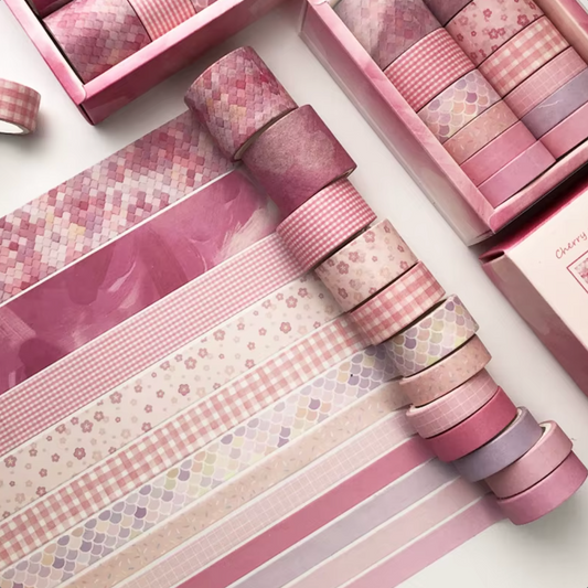 12 Washi Tapes Tonos Rosa