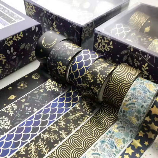 10 Washi Tapes con foil dorado