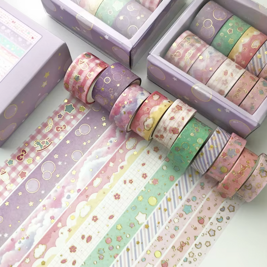 10 Washi Tapes Tonos Pasteles con foil