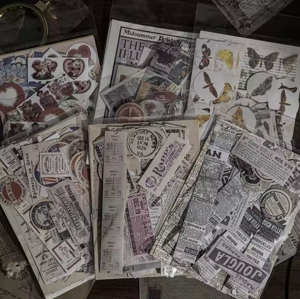 Kit 166 Piezas Etiquetes & recortes Vintage