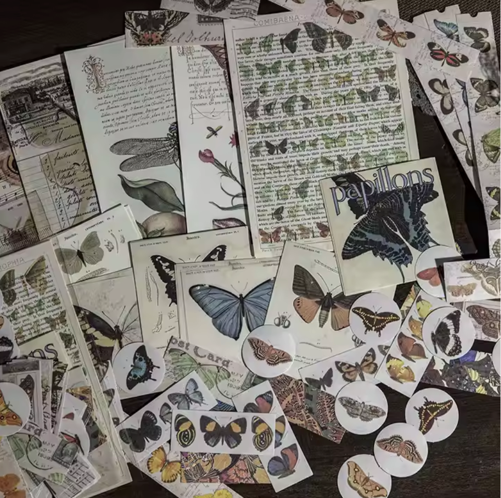 Kit 166 Piezas Etiquetes & recortes Vintage