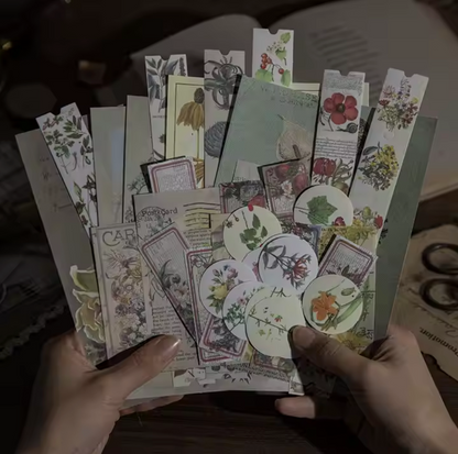 Kit 166 Piezas Etiquetes & recortes Vintage
