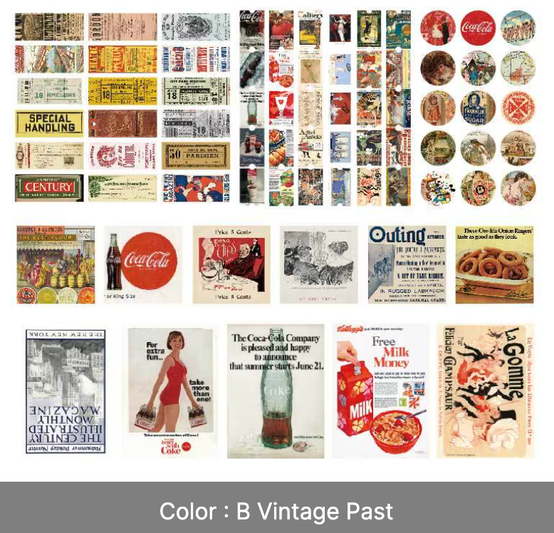 Kit 166 Piezas Etiquetes & recortes Vintage