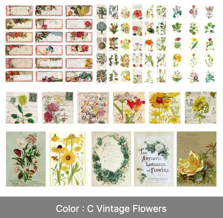 Kit 166 Piezas Etiquetes & recortes Vintage