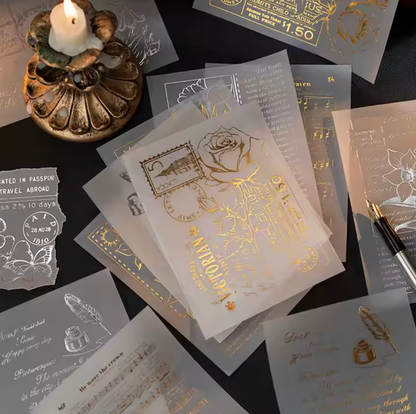 10 Hojas con foil dorado & plateado