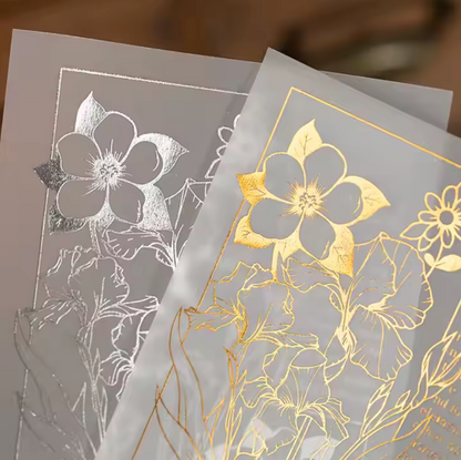 10 Hojas con foil dorado & plateado