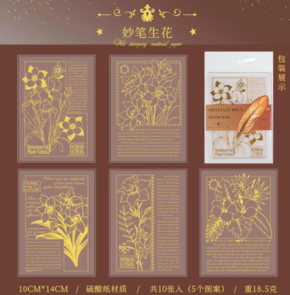 10 Hojas con foil dorado & plateado