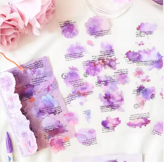6 Hojas de Stickers Manchas acuarela & texto