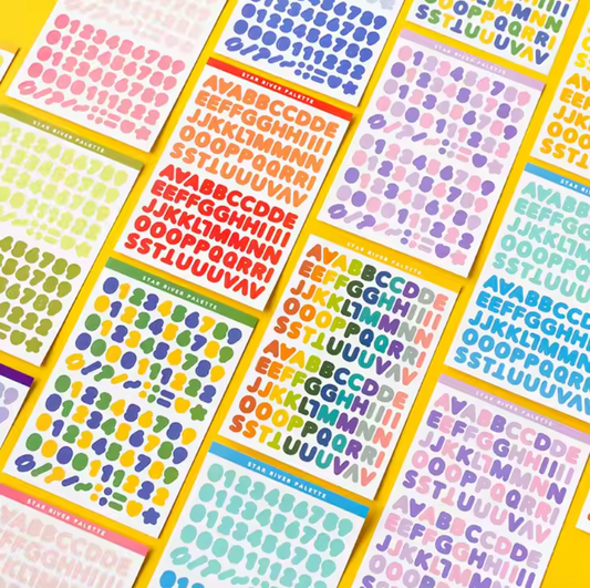 6 Hojas de Stickers  Letras Alfabeto