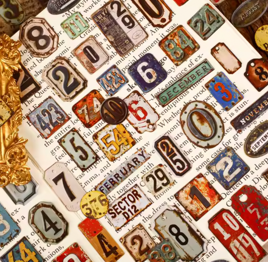 24 Stickers Numeros Vintage