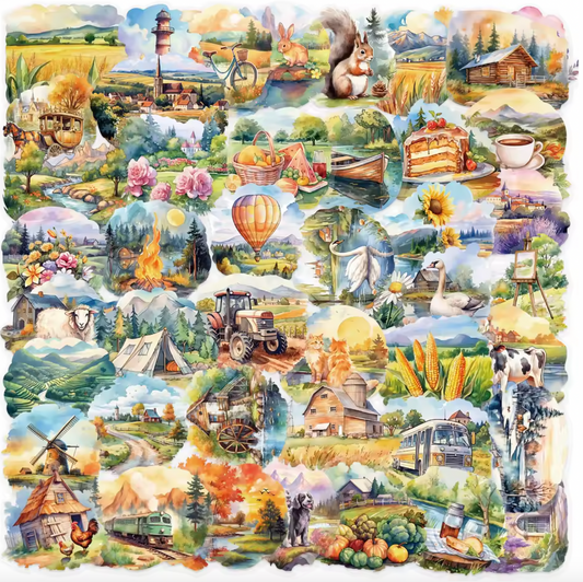 50 Stickers Grandes Transparentes Paisajes