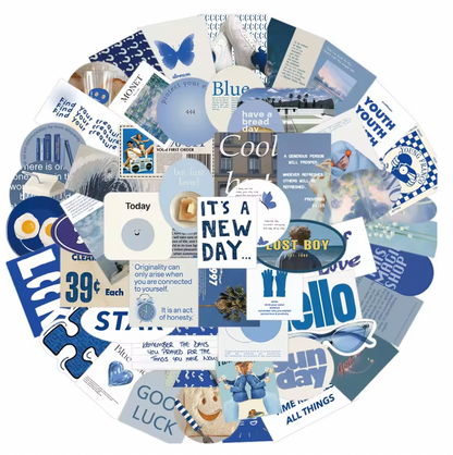 50 Stickers Vinil Azules