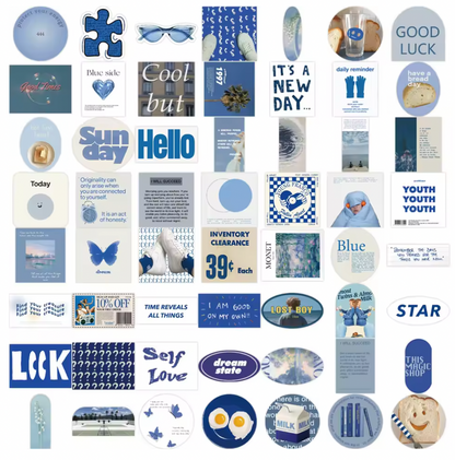 50 Stickers Vinil Azules