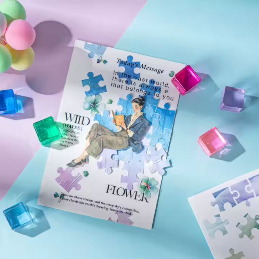 5 Hojas de stickers rompecabezas & Patchwork