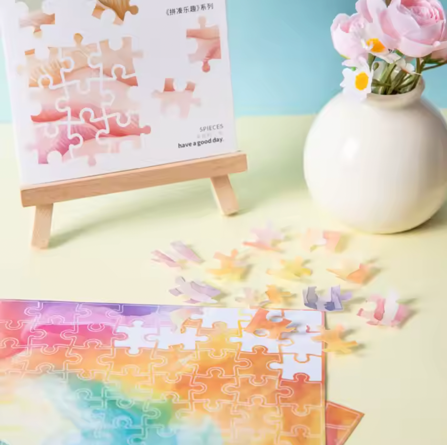5 Hojas de stickers rompecabezas & Patchwork