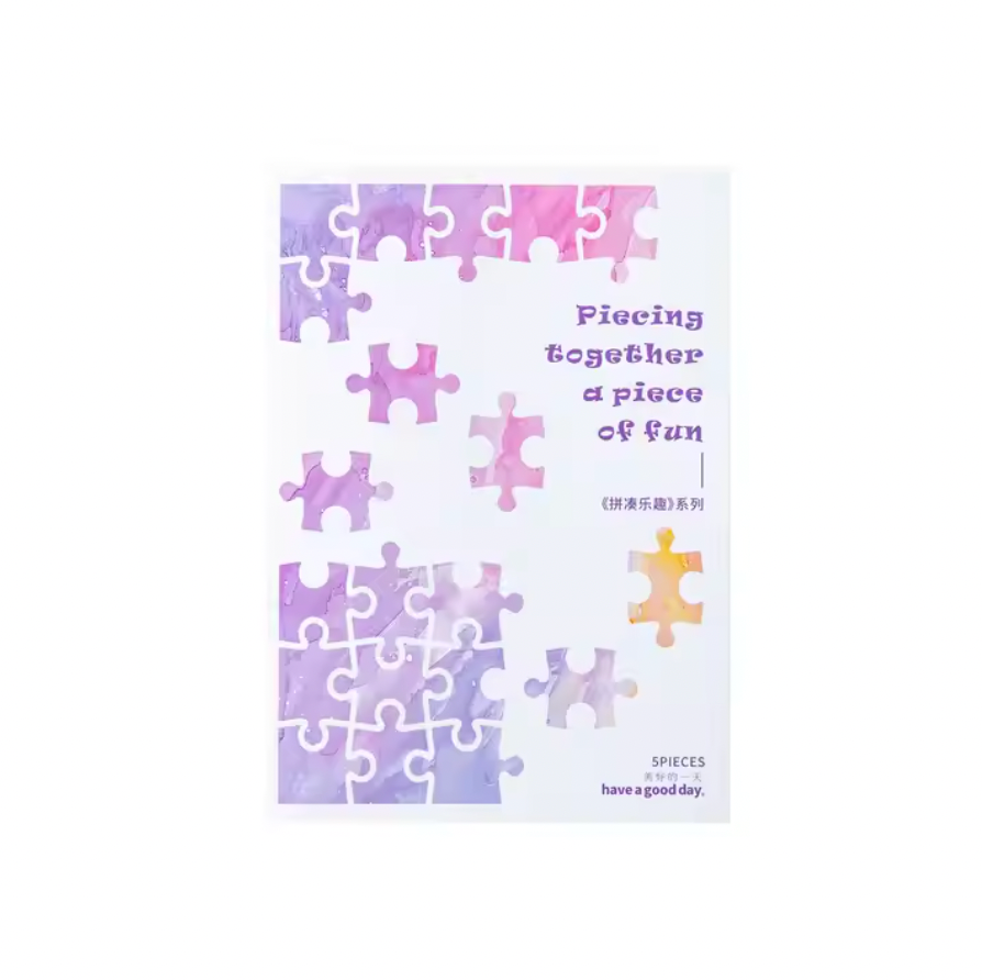 5 Hojas de stickers rompecabezas & Patchwork