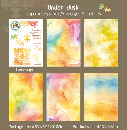 5 Hojas de stickers rompecabezas & Patchwork