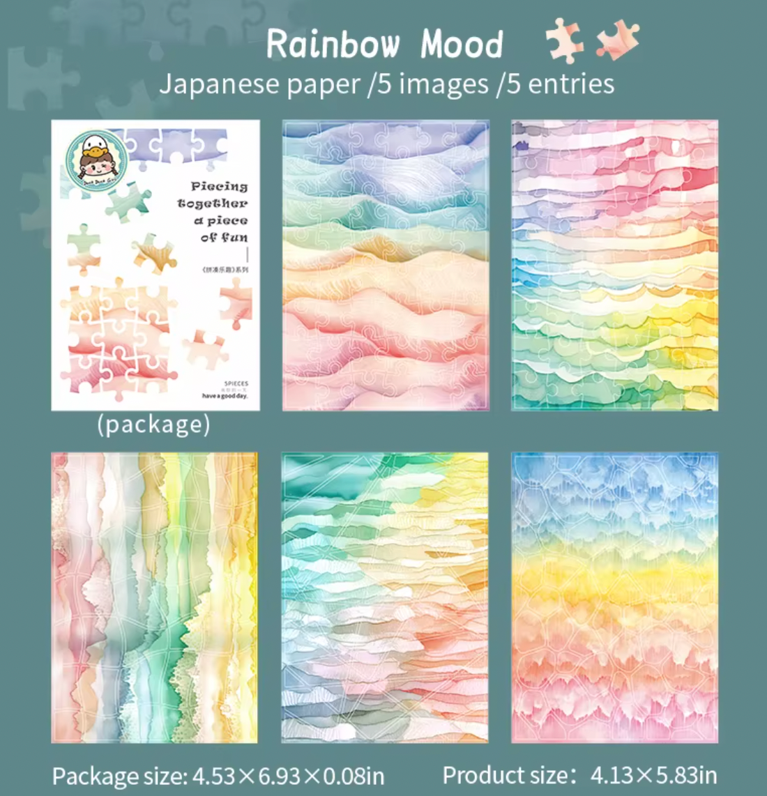 5 Hojas de stickers rompecabezas & Patchwork
