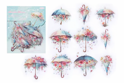 20 Stickers paraguas & umbrellas con flores