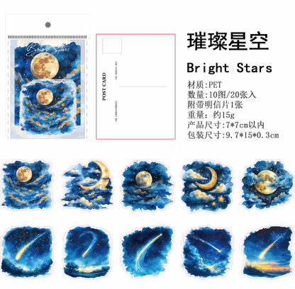 20 Stickers luces misticas detalles dorados