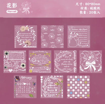 20 Papeles transparentes & blanco