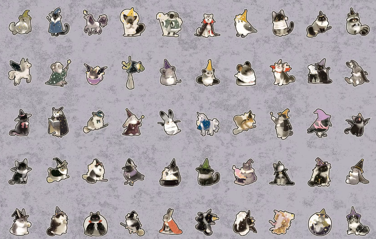Caja Metalica 100 Stickers Animales Halloween