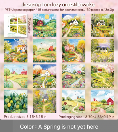 30 Stickers cuadrados paisajes