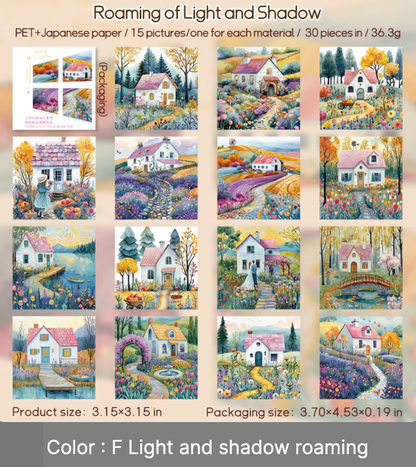 30 Stickers cuadrados paisajes