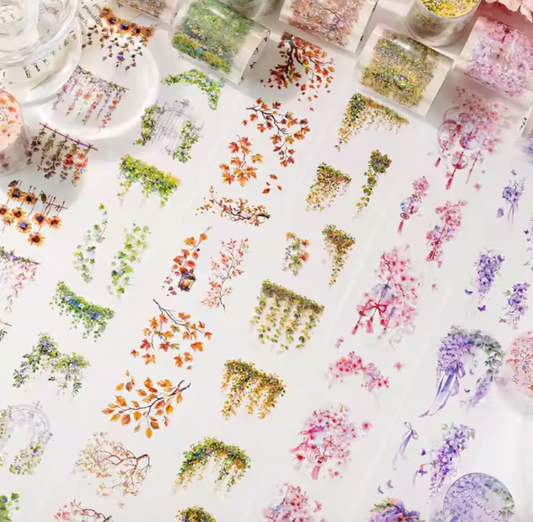 Rollo de stickers plantas & flores holograficos