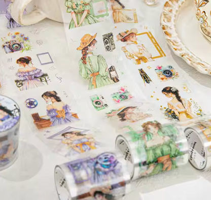 Rollo de stickers mujeres romanticas