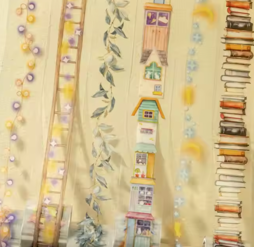 6 Washi Tapes Libros, casitas y luces