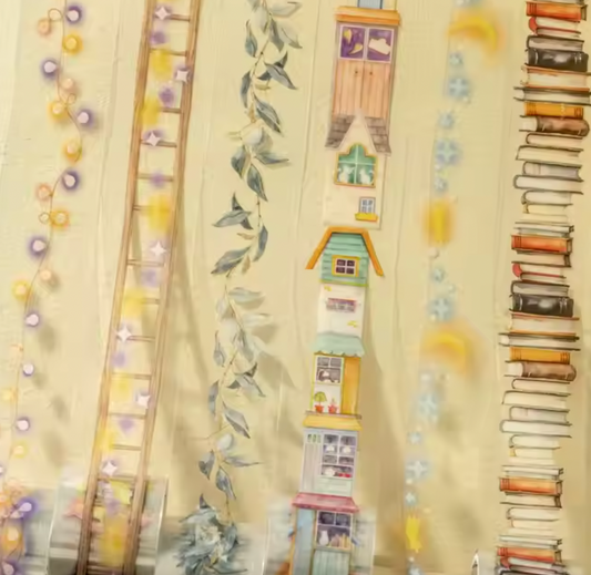 6 Washi Tapes Libros, casitas y luces