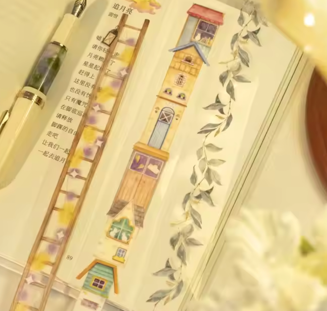6 Washi Tapes Libros, casitas y luces