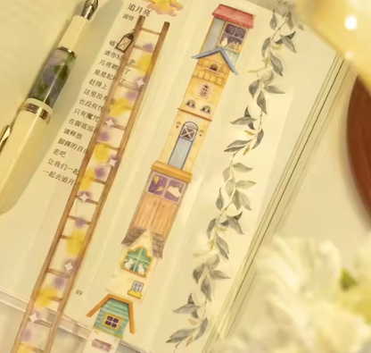6 Washi Tapes Libros, casitas y luces