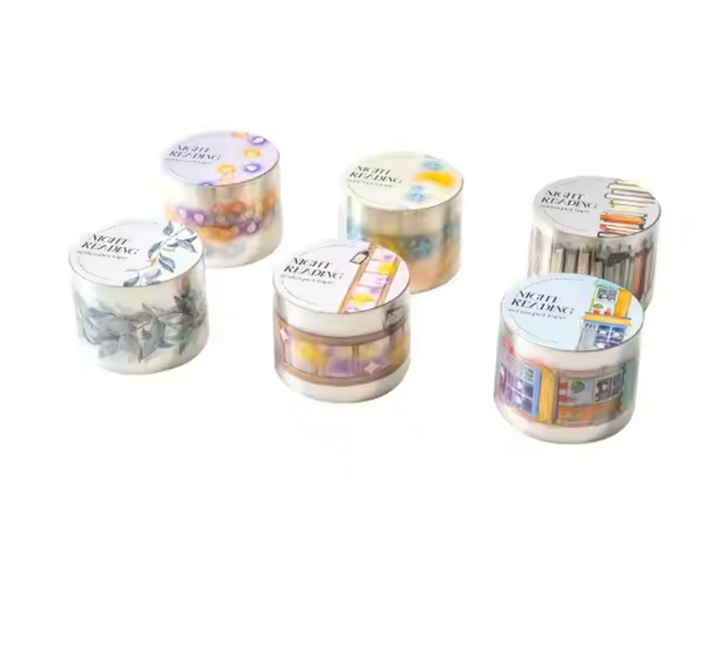 6 Washi Tapes Libros, casitas y luces
