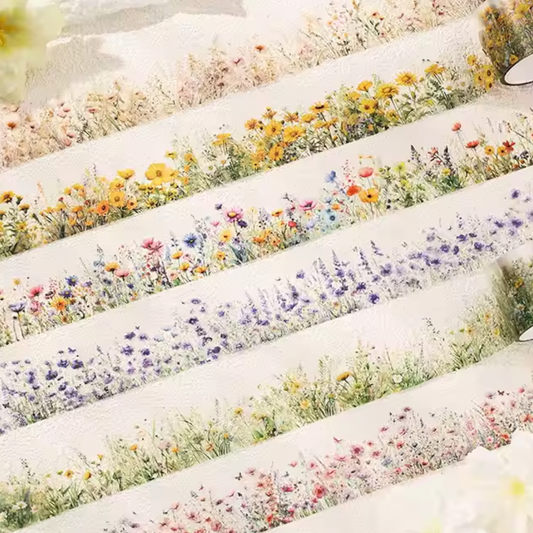Washi Tape ancho transparente flores de campo