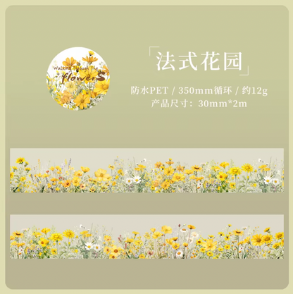 Washi Tape ancho transparente flores de campo