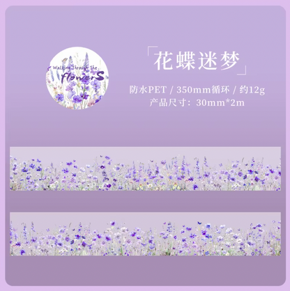 Washi Tape ancho transparente flores de campo