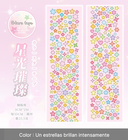 Rollo de mini Stickers estrellas & corazones