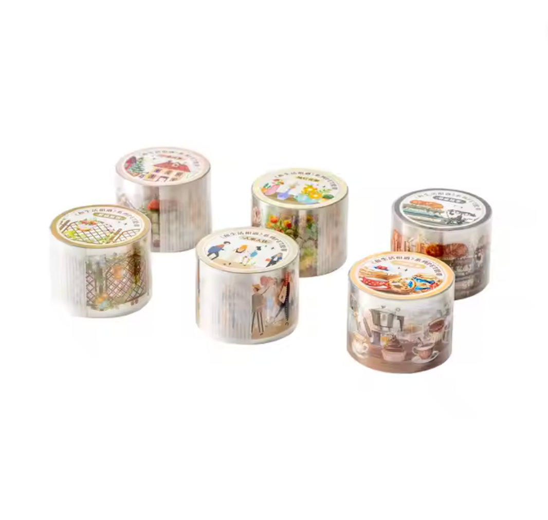 Washi Tape Ancho transparente vida cotidiana
