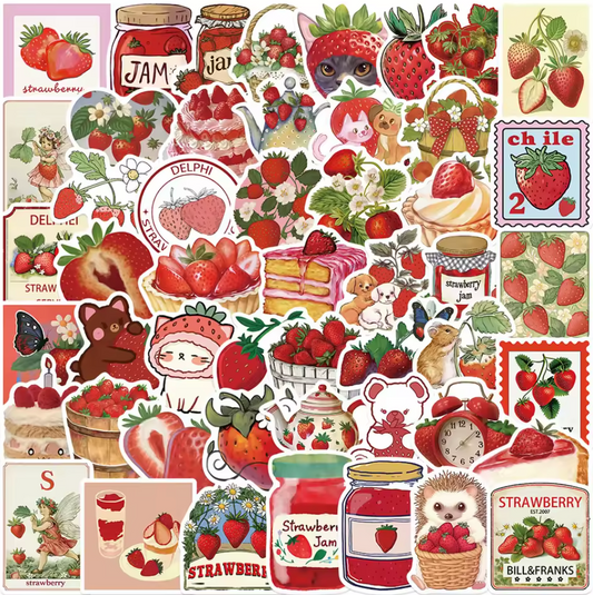 50 Stickers Vinil Fresas