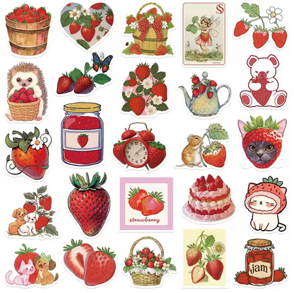 50 Stickers Vinil Fresas