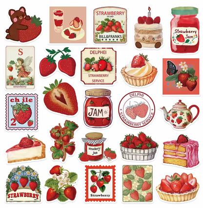 50 Stickers Vinil Fresas