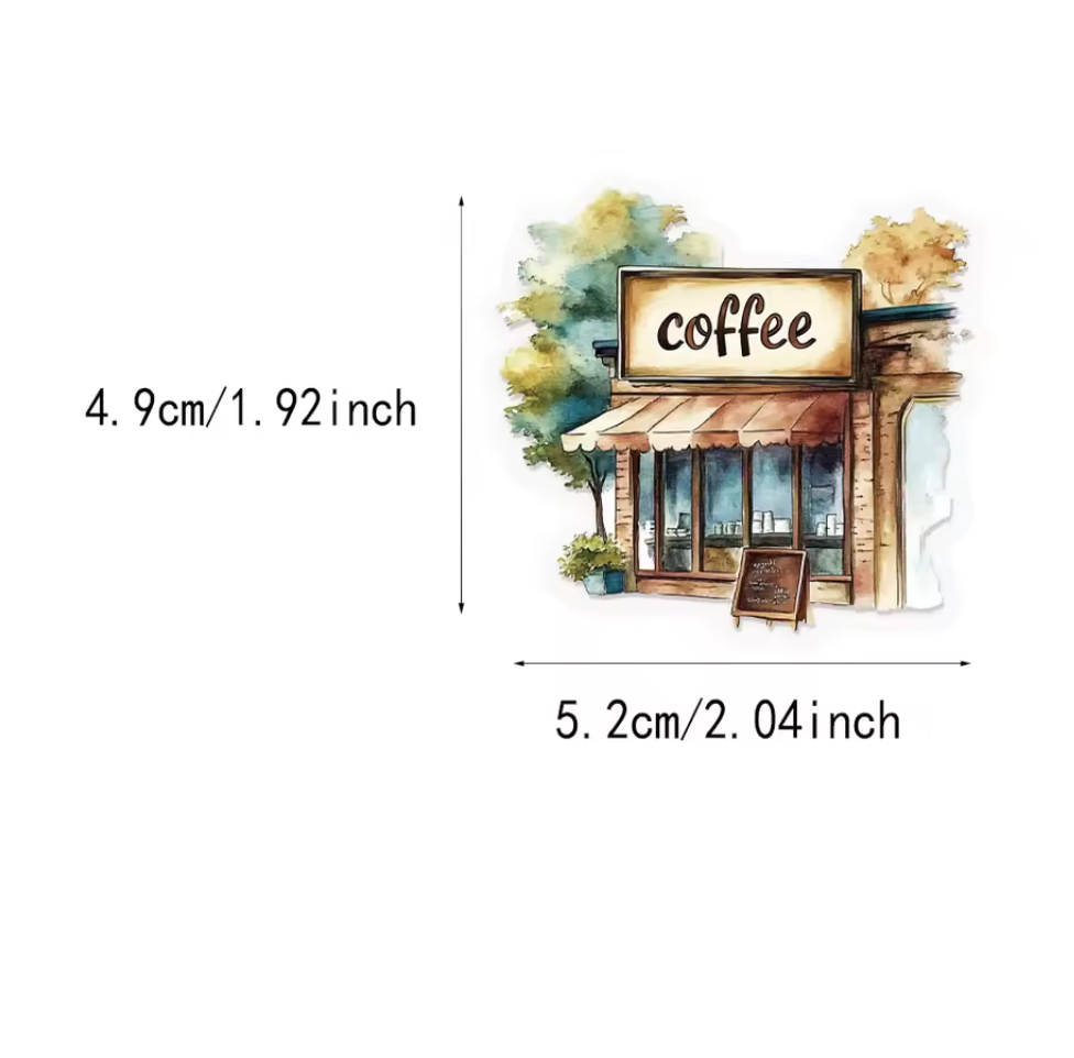 50 Stickers Transparentes Café