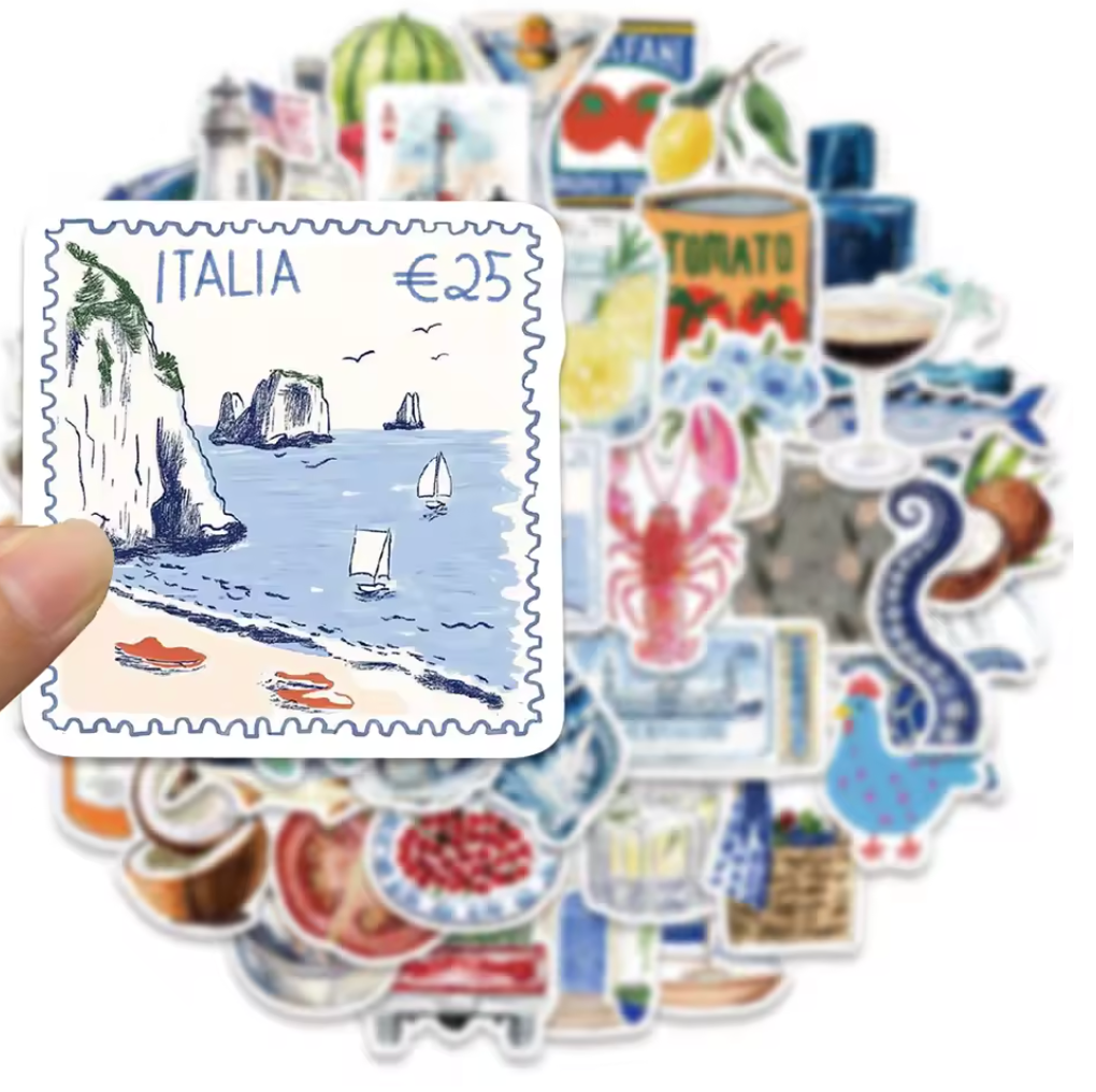 50 Stickers Vinil Verano azul