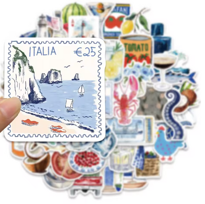 50 Stickers Vinil Verano azul