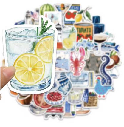 50 Stickers Vinil Verano azul